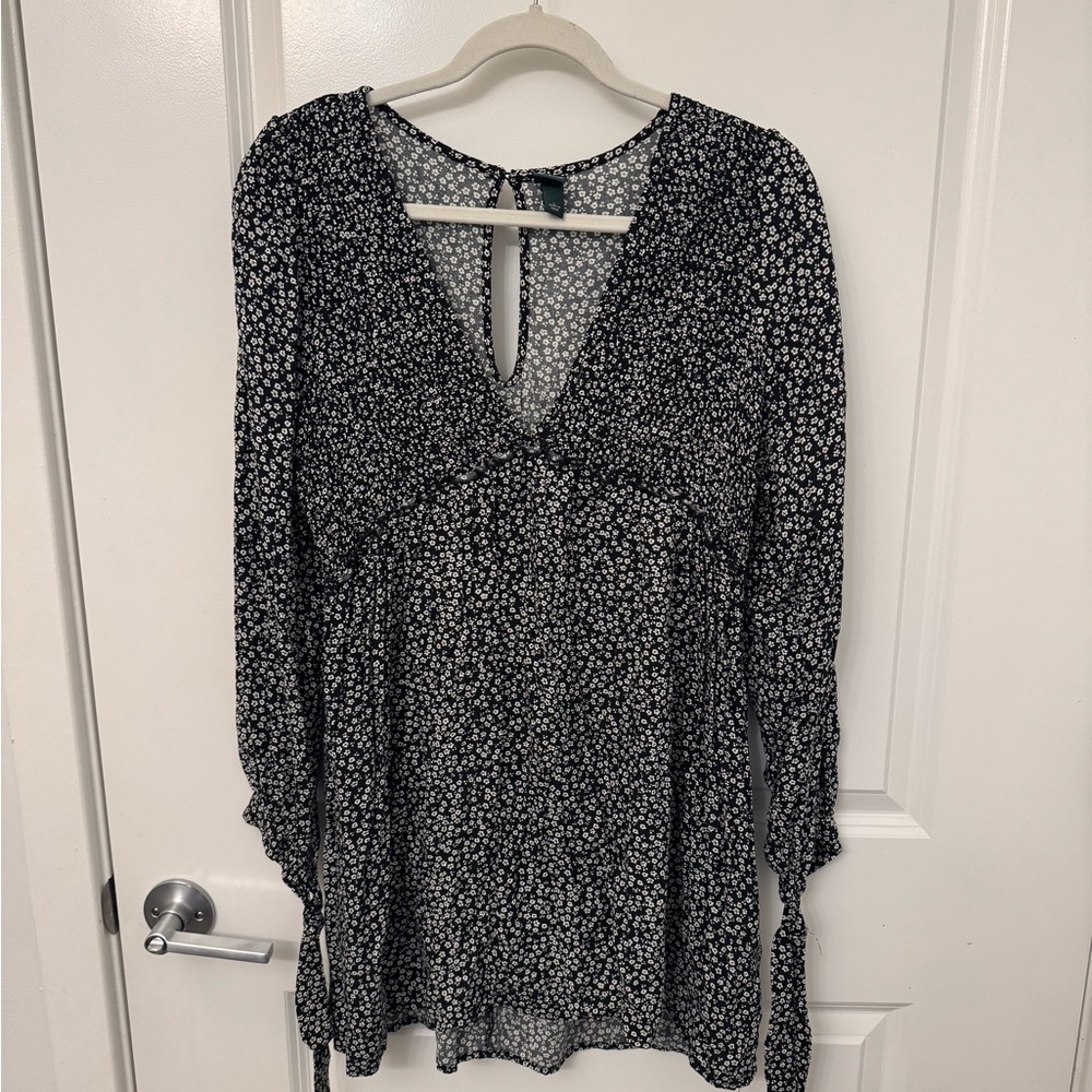 Wild Fable Black and White Floral Mini Dress